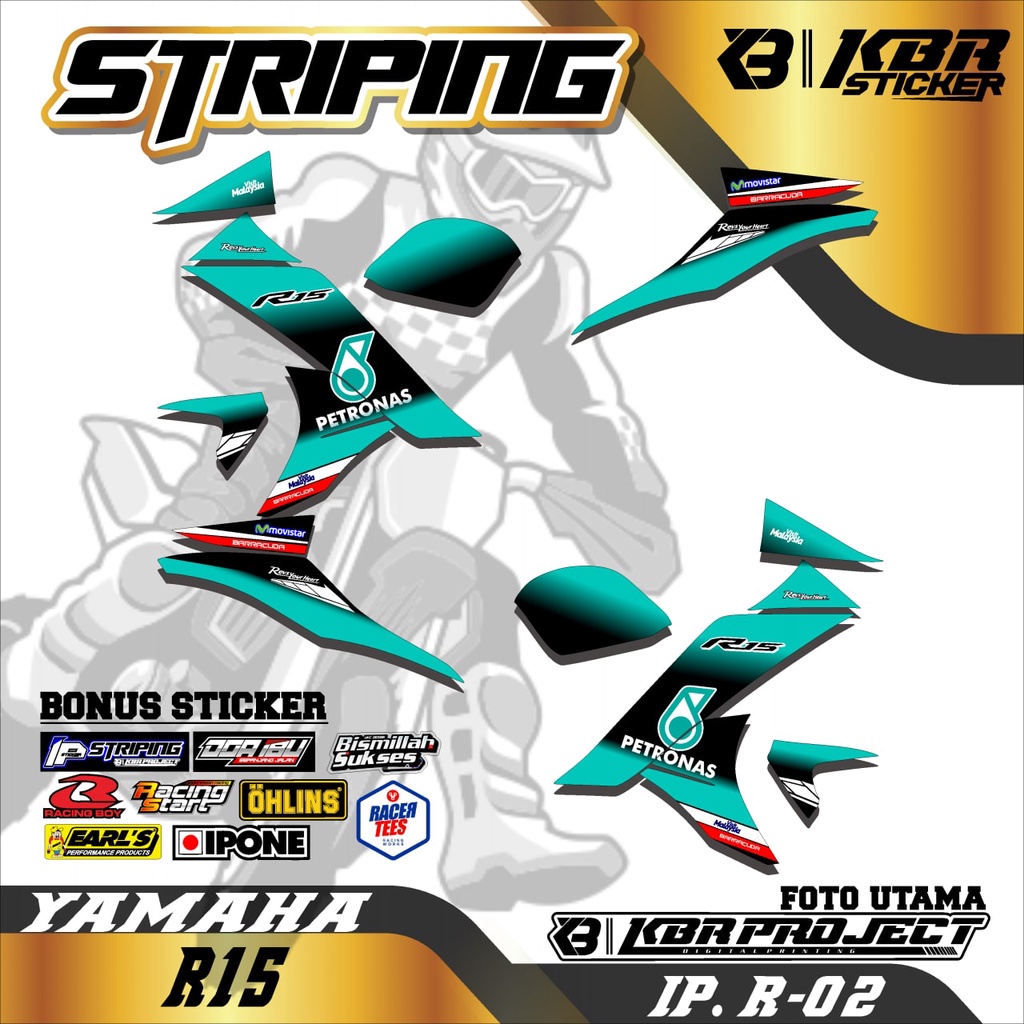 R15 YAMAHA R15 MOTORCYCLE STRIPING STICKER การออกแบบล่าสุด 02