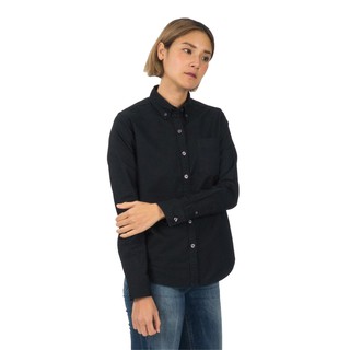 Han&amp;Co.Oxford Shirt Long Sleeve-Black เสื้อเชิ้ตแขนยาวสีBlack(สีดำ) (Women)