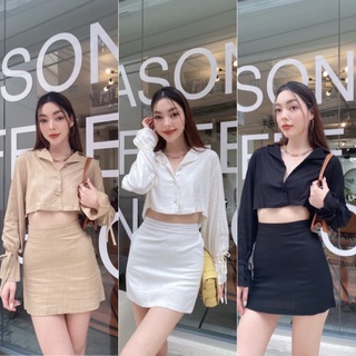 Set Crop blazer เสื้อ+กระโปรงเอวสูง น่ารักตะโกนมาก🔥พร้อมส่ง