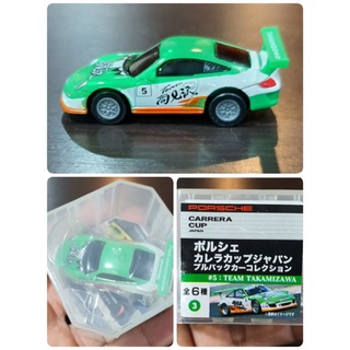 PORSCHE CARRERA CUP JAPANโมเดลรถพลาสติก  ขนาดเล็กว่า 1:72 เล็กน้อย ล้อยาง (TEAM TAKAMIZAWA) เข็นถอยวิ่ง ของใหม่ในแพ็ค