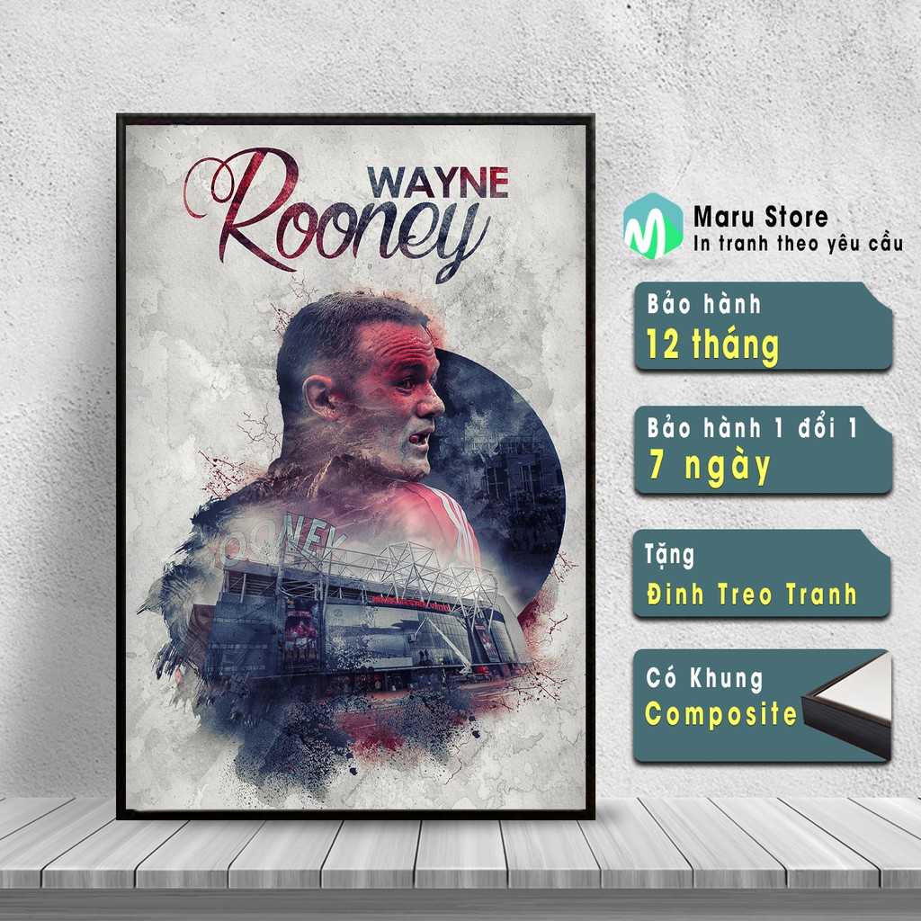 Wayne Rooney และ Ola Trafford Wall Painting กรอบคอมโพสิต