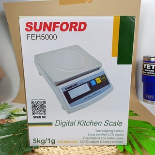 เครื่องชั่ง ร้านอาหาร SUNFORD FEH5000 5kg/1g จอ LCD สว่าง พร้อมตัวเลขแสดงน้ำหนักขนาดใหญ่ พิกัด 5 กิโลกรัม#ละเอียด 1 กรัม