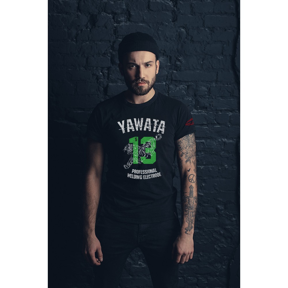 เสื้อยืดคอกลมแขนสั้น ผู้ชาย ลาย YAWATA S13 สุดเท่ห์ สีดำ