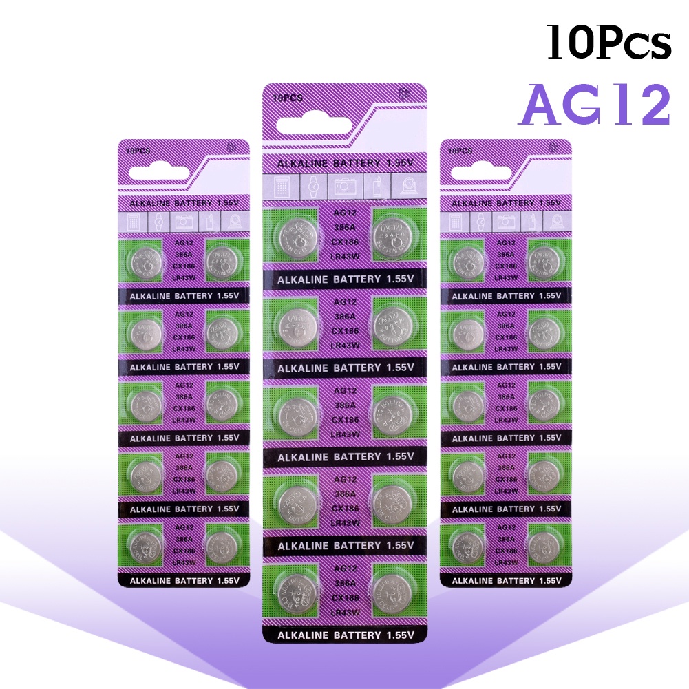 50 x 1.55V Button Coin Cell Battery Batteries AG12 AG 12 LR43 V12GA GP386 SR1142 1.55V 50pcs AG12 LR