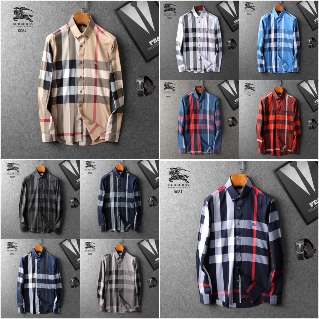 เสื้อเชิ้ตแขนยาวผู้ชายเบอร์เบอรี่ Burberry ลายสก็อต ผ้า cotton 100% มีให้เลือก10สี