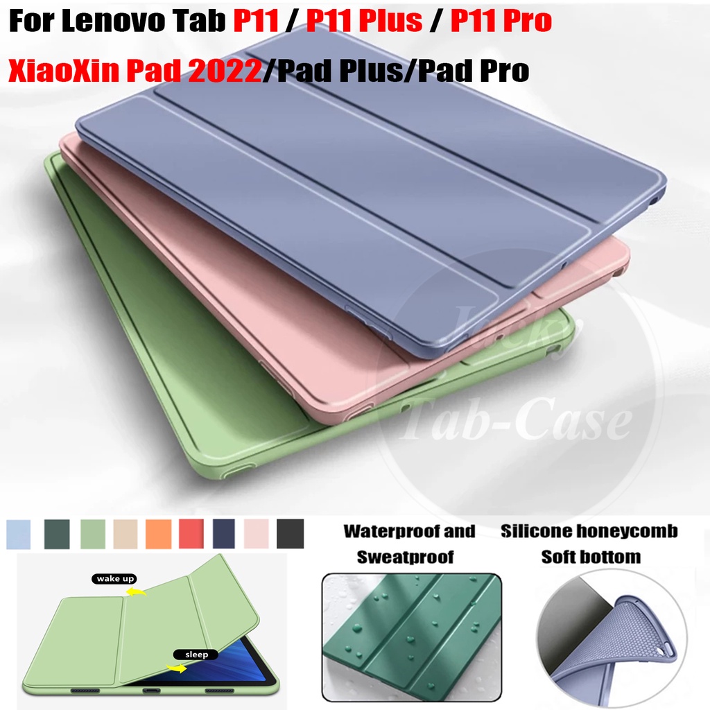 สําหรับLenovo Tab P11 Pro Pad Plus XiaoXin Pad 2022 10.61 11 11.2 11.5"แท็บเล็ตพับขาตั้งหนังนุ่มฝาคร