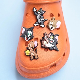 CROCS อุปกรณ์เสริม จี้รูปการ์ตูนแมว Tom and Jerry Jibbitz น่ารัก เหมาะกับตกแต่งรองเท้า สําหรับผู้หญิง