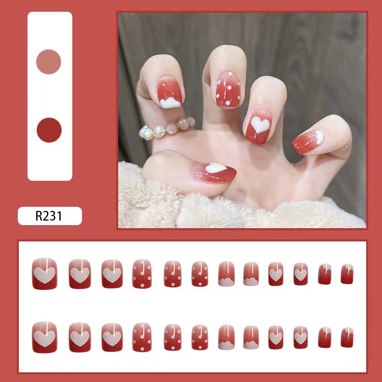 ใหม่ เล็บปลอม【R224-R349】หลากหลายสี กันน้ำ สำหรับการตกแต่งเล็บ กล่องละ 24 ชิ้น ราคา ถูกที่สุด ดีลบีเคเค แกลเลอรีภาพที่ 2