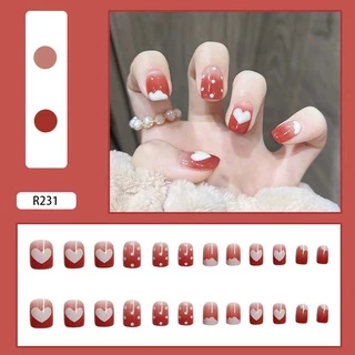 ⚡️【สินค้าใหม่】เล็บปลอม กล่องละ 24 ชิ้น พร้อมกาว เล็บปลอมกันน้ำ เล็บปลอมสำเร็จรูป R349