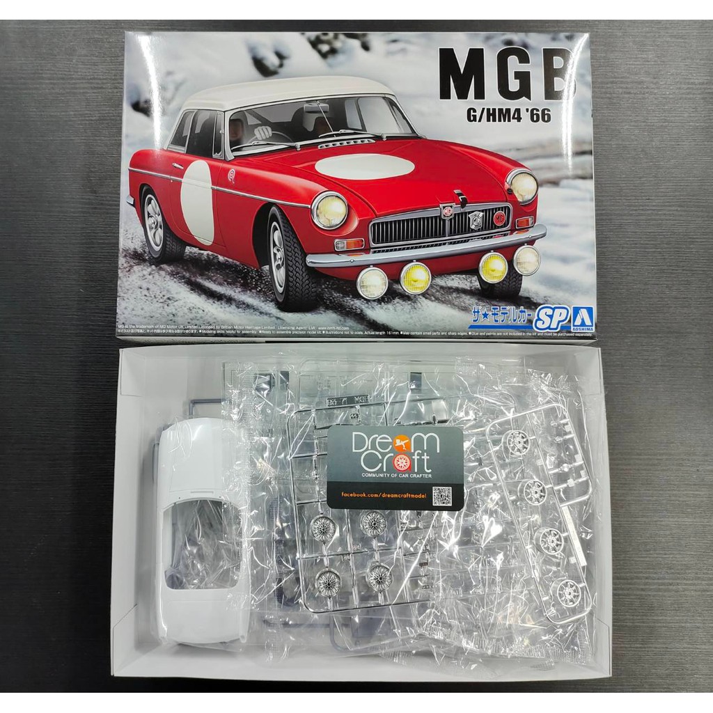 AOSHIMA 1/24 BLMC G/HM4 MG-B CLUB RALLY Ver. '66 (โมเดลรถยนต์ Model DreamCraft)