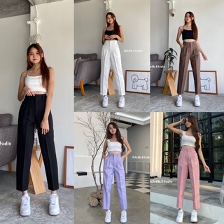 Everyday pants ✨🌈 กางเกงผ้าขายาวทรงบอย เอวสูง ใส่ทำงานได้ ทรงสวยมาก