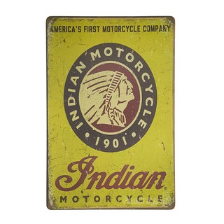 ป้ายสังกะสีวินเทจ 1901 Indian Motorcycle