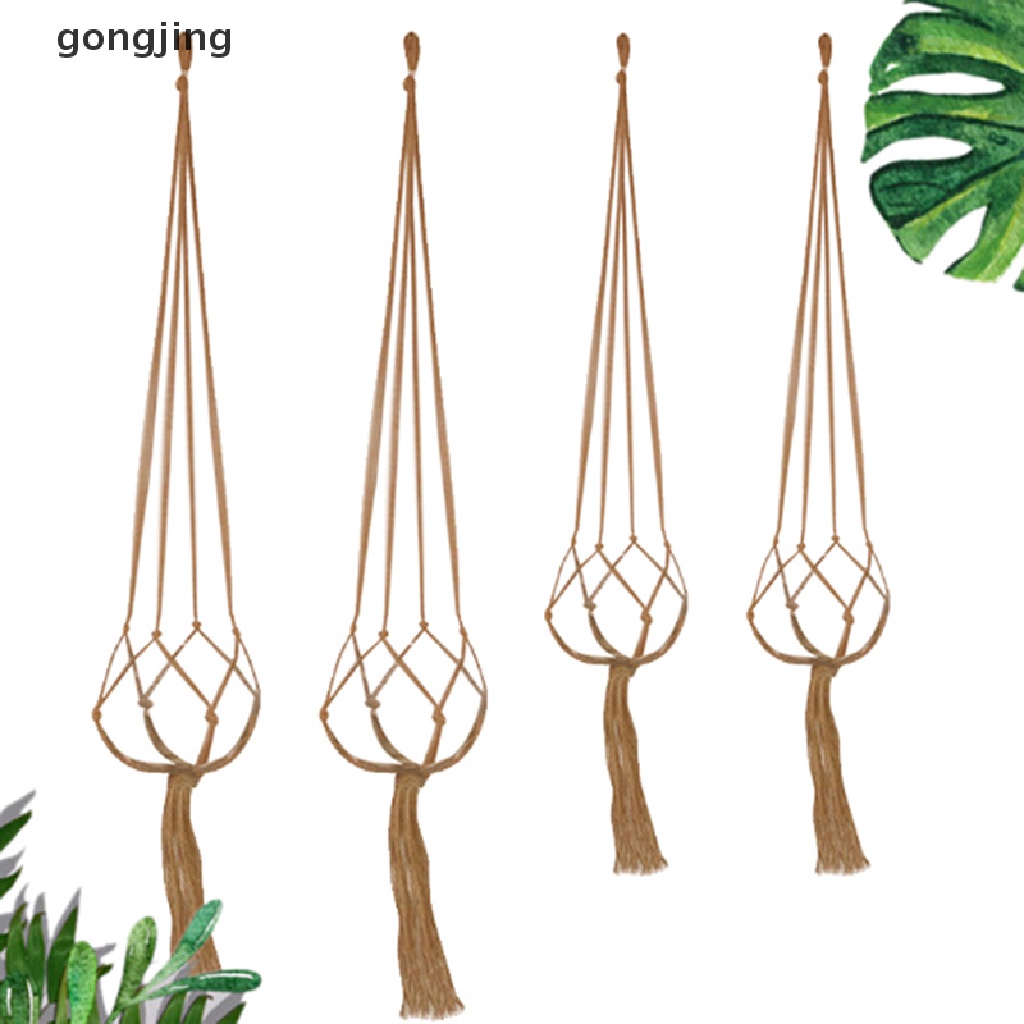 Gong ที่วางกระถาง ไม้แขวนต้นไม้มาคราเม่ ตะกร้าใส่ต้นไม้ หัตถกรรมเชือกปอ