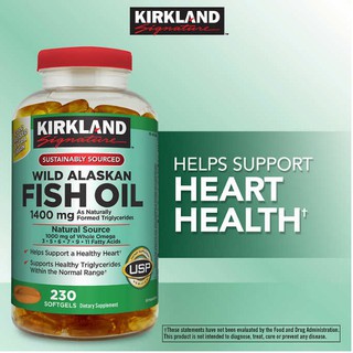 Fish oil​ Kirkland Signature Wild Alaskan 1400 มก. 230 ซอฟต์เจล (ลดความดัน บำรุงสมอง ป้องกันโรคหัวใจ)