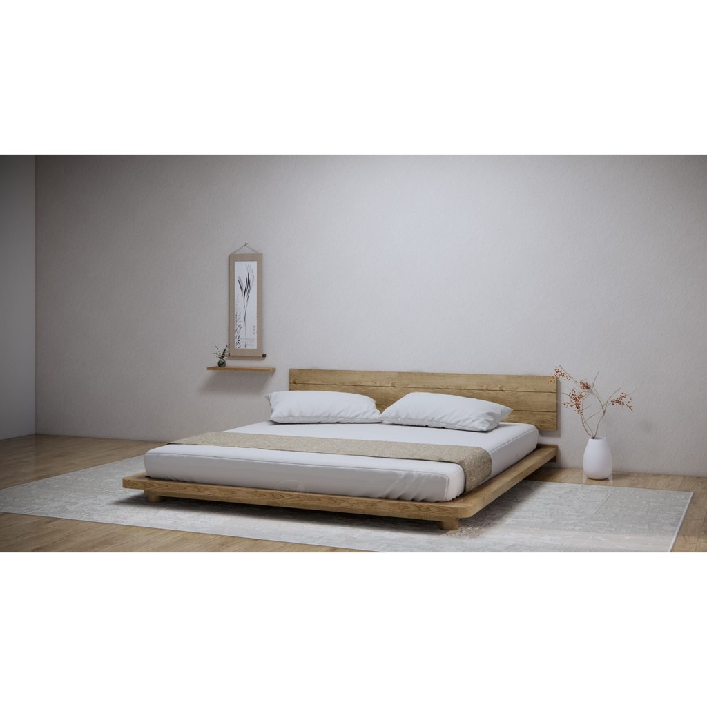 Muji Bed-2 🏮เตียงมินิมอล มูจิๆ ขากลึงเตี้ย #เตียงไม้สัก #เตียงโมเดิร์น |  Shopee Thailand