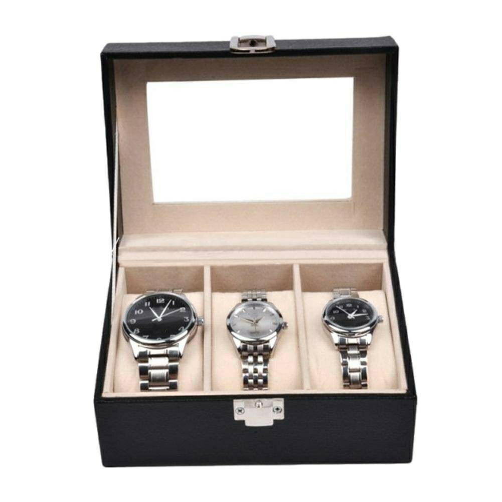 Watch Box กล่องนาฬิกา 12 เรือน ฝากระจก – Black