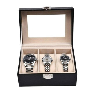 Watch Box กล่องนาฬิกา 12 เรือน ฝากระจก – Black