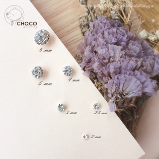 (S925) ต่างหูเงินแท้ ต่างหูเพชร CZ ตุ้มหูเงินแท้ Sterling silver stud earrings