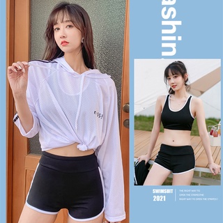 40-58kg ชุดว่ายน้ำ M-L-XL เหมาะสำหรับสุภาพสตรี  ผ้า Spandax แท้ เก็บหุ่นเข้าทรง swimsuit  3ชิ้น 8853