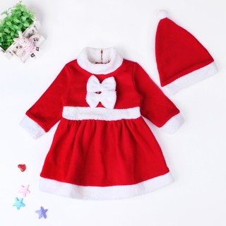 พร้อมส่ง 80-100 (เด็กเล็ก) ชุดแซนตี้ ซานตี้ ชุดวันคริสมาส Christmas Dress (สีแดง)