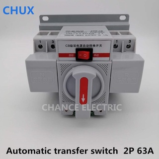 2P 63A 230V MCB type Dual Power Automatic transfer switch ATS white color Circuit Breaker