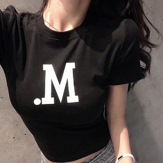 🔥🔥(พร้อมส่ง‼️)🔥🔥เสื้อยืดครอปแขนสั้น เข้ารูป No.195