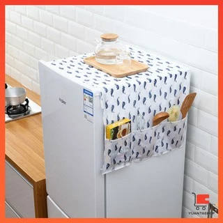 ผ้าคลุมตู้เย็น กันน้ำและกันฝุ่น มีช่องเก็บของสองข้าง ล้างน้ำได้ Refrigerator Cover with Pocket