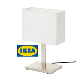 IKEA โคมไฟตั้งโต๊ะ TOMELILLA  ชุบนิกเกิล สีขาว36 ซม ทรงสี่เหลี่ยม มินิมอล แสงสีนุ่ม อบอุ่น .