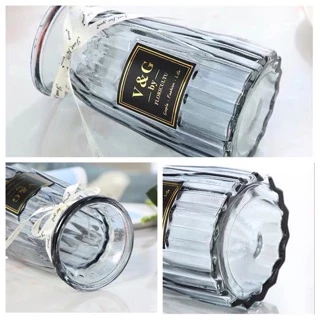 แจกันดอกไม้แก้ว vase โปร่งใสแจกันยุโรปห้องนั่งเล่นที่เรียบง่ายตกแต่ง แจกันทรงเพรช+โบว์สุดน่ารัก
