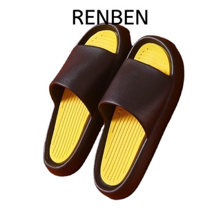 RENBEN  รองเท้าแตะเก๋สำหรับตี,สำหรับใส่ในที่ร่มกันลื่นรองเท้าแตะดับกลิ่นในหอพักพื้นหนาสำหรับคนรักหญิง