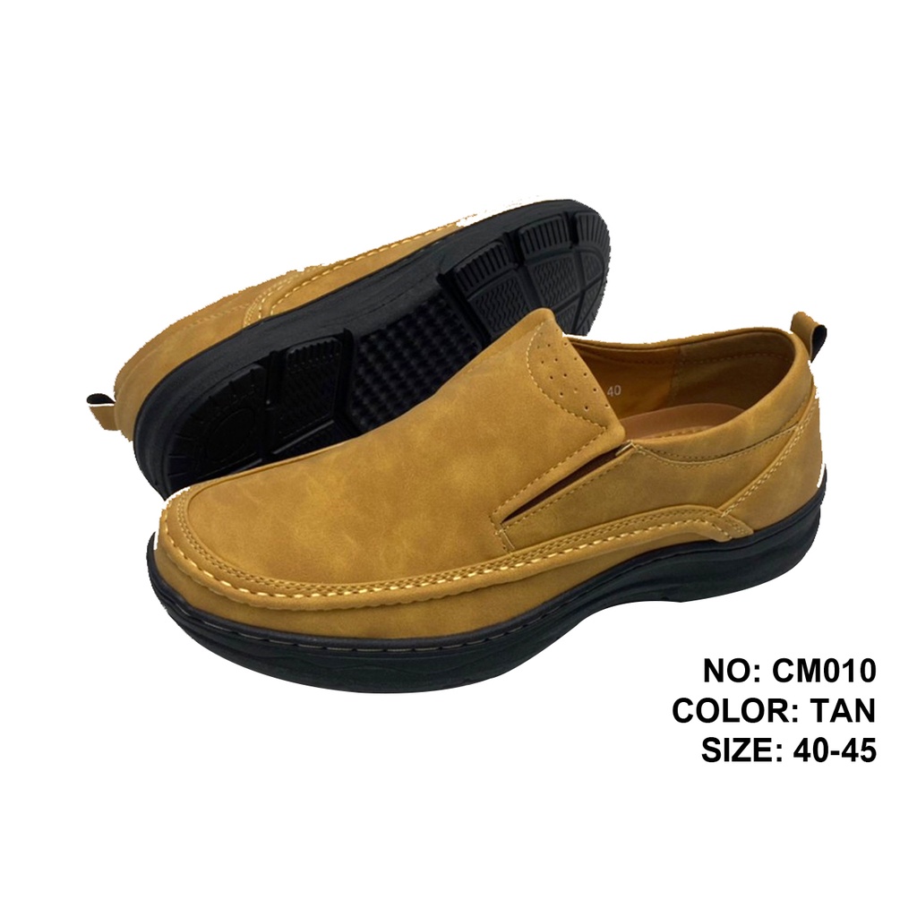 CSB รองเท้าลำลองผู้ชาย CM010 รองเท้าใส่ทำงานสำหรับผู้ชาย แบบสวมทำจากหนัง PU ด้าน