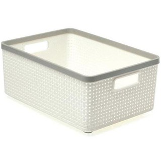 ตะกร้าผ้าทรงเหลี่ยม IN SPACE HH-1090 ขนาด 26.2x18.12cm สีขาว