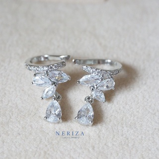 Neriza Jewelry/ต่างหูเพชรสังเคราะห์ประกายไฟเทียบเท่าเพชรแท้ จัดส่งฟรี NE075