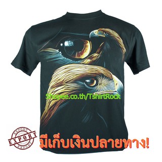 เสื้อลาย อินทรีย์ เสื้อยืดสีดำ สกรีนหน้าหลัง ไซร์ยุโรป