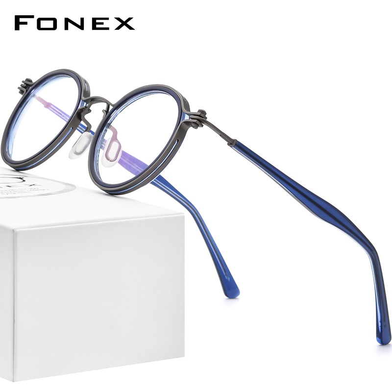 Fonex กรอบแว่นตาอัลลอย 2021 สไตล์วินเทจเกาหลีสําหรับผู้หญิงและผู้ชาย