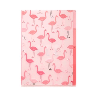 MIDORI 3 Pockets Clear Folder &lt;A5&gt; Flamingo (D35307006) / แฟ้ม 3 ช่อง ขนาด A5 ลายฟลามิงโก แบรนด์ MIDORI ประเทศญี่ปุ่น