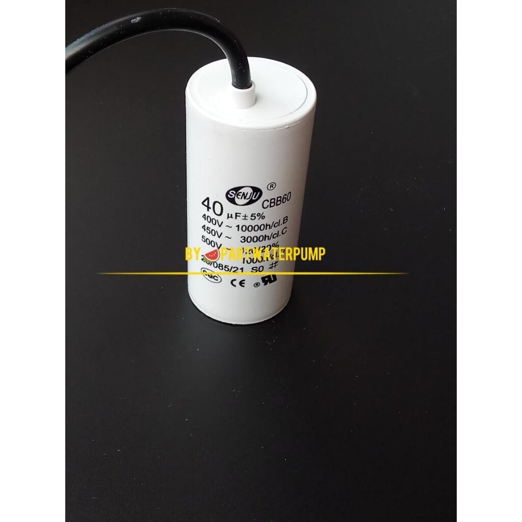CAPACITOR คาปาซิเตอร์ 40uF 450V. แบบกลม (ชนิดสาย)