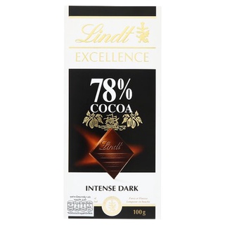 🔥แนะนำ!! ลินด์ เอ็กเซอร์เล็นซ์ ดาร์ก ช็อกโกแลต 78% 100กรัม Lindt Excellence 78% Cocoa Intense Dark Chocolate 100g