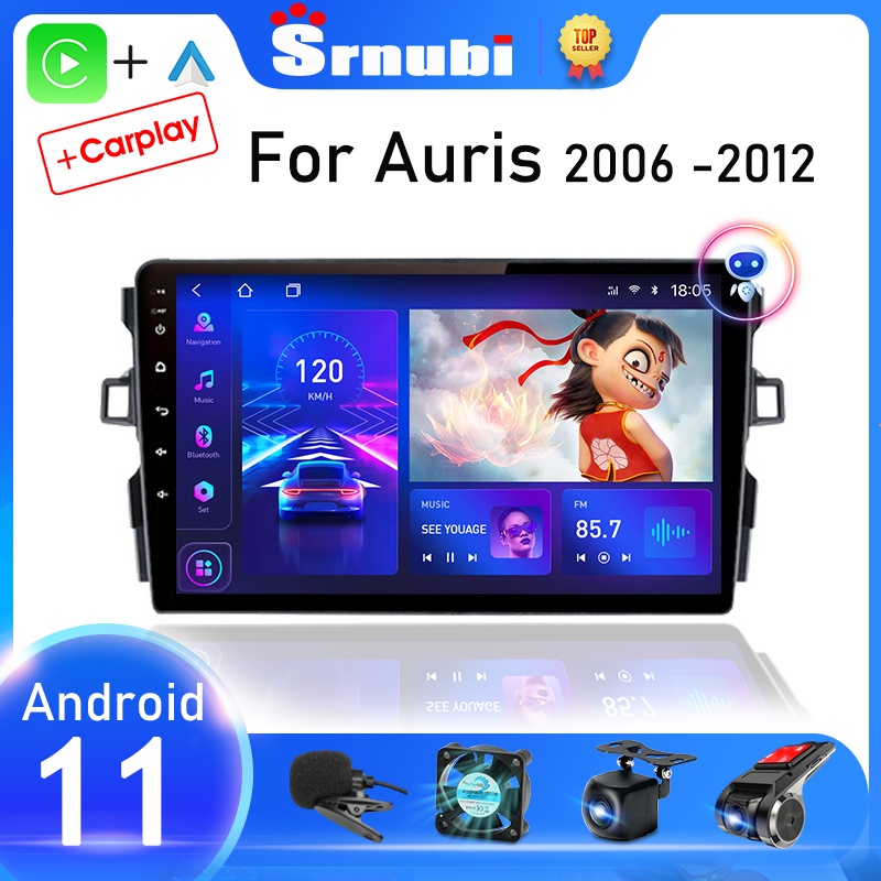 Srnubi 2 Din Android 11 Car Stereo Radio for Toyota Auris E150 2006 - 2012 Multimedia Video Player Carplay 9" DVD H