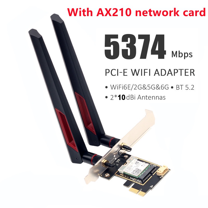 อะแดปเตอร์การ์ด Wifi ไร้สาย Wi-Fi 6 Intel AX210 PCIe บลูทูธ 5.2 3000Mbps 802.11ax AX210NGW Wifi 6E W