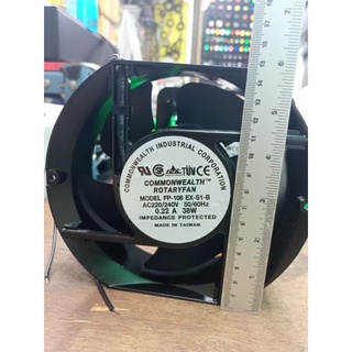 พัดลมระบายความร้อน 6 นิ้ว หัวตัด  แบบลูกปืน AC220V( 170x150x50mm.) FAN COMMONWEALTH FP-108EX-S1-B AC220/240V 0.22A 38W