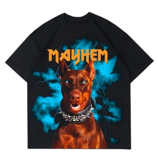 คอตต้อนคอกลมเสื้อยืด | ขนาดใหญ่ | Mayhem DOG LIGHTNING THUNDER | เสื้อยืด เสื้อผ้า | เสื้อยืด BOOTLEG | เสื้อยืด สําหรับ