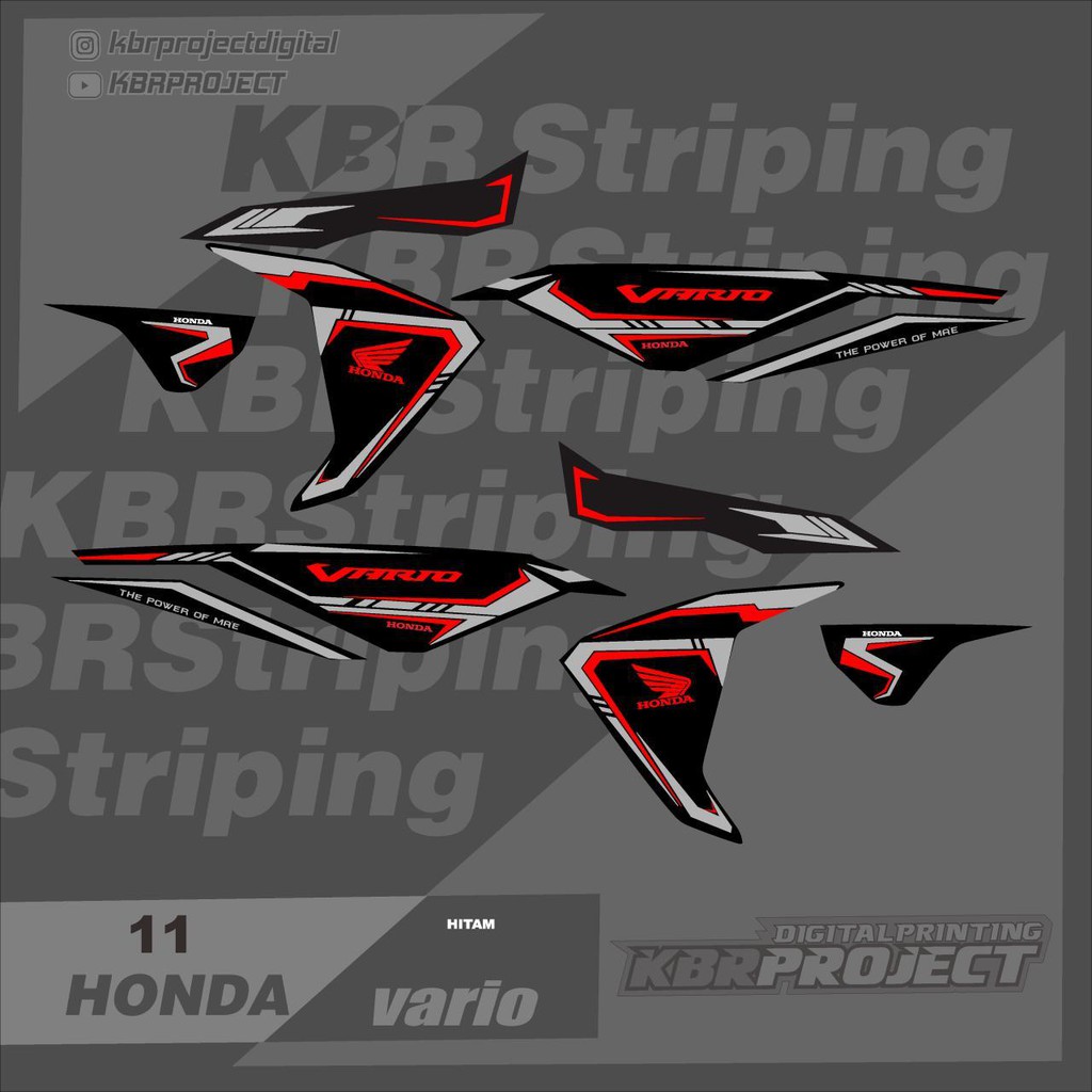สติ๊กเกอร์ Striping สติ๊กเกอร์มอเตอร์ไซค์ Variation Strip Vario 125/150 LED Thailand Graphic KBR 11 