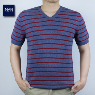 เสื้อยืดคอวี แขนสั้น ผ้า Cotton 100% ลายเสมอกันทั้งตัว 07365