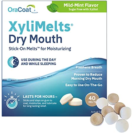 20เม็ด น้ำลายเทียมแบบเม็ด OraCoat XyliMelts Dry Mouth Stick-on Melts  รส, Mild- Mint (แยกขาย ไม่มีกล่อง)
