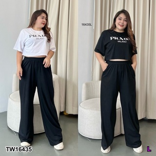 PP16435 Set #Bigsize 2 ชิ้น เสื้อครอปแขนสั้น + กางเกงขายาว