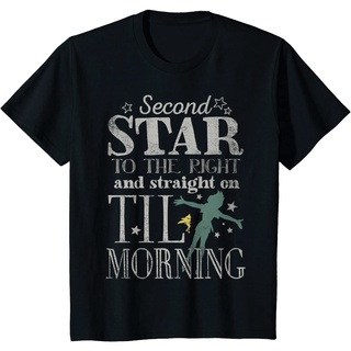 เสื้อยืดผ้าฝ้ายพรีเมี่ยม เสื้อยืด พิมพ์ลายกราฟิก Disney Peter Pan Star To The Right