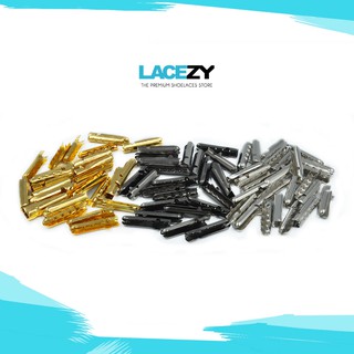 Lacezy Aglets ปลอกโลหะแต่งเชือกรองเท้าแบบหนีบ DIY 1 ชุด 4 ชิ้น