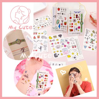 My Cute ❗สุ่มลาย❗สติกเกอร์แทททู ลายการ์ตูนน่ารัก กันน้ำ ติดทนนาน sticker tattoo minimal