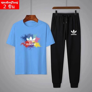 ** BK449+KU249**แฟชั่นชุดเซ็ท  (2ชิ้น) ชุดแฟชั่นเสื้อยืด+กางเกงวอร์มผ้ายืด ชุดใส่เทียว ใส่ทำงาน